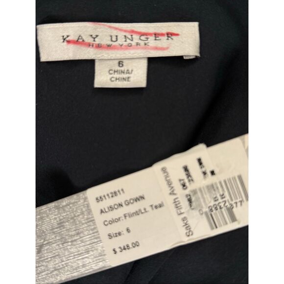 Kay Unger Womens Alison Floral Off-the-Shoulder Gown Flint Light Teal Size 6 - Picture 11 of 12